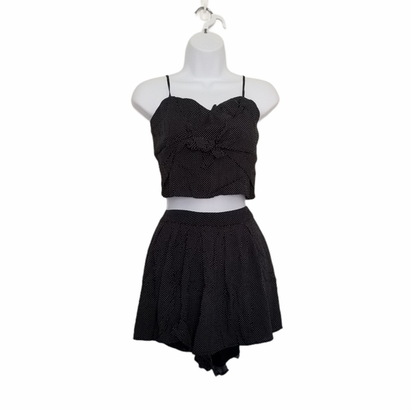 2 Piece Black and White Polka Dot Top & Shorts Set - Picture 1 of 9